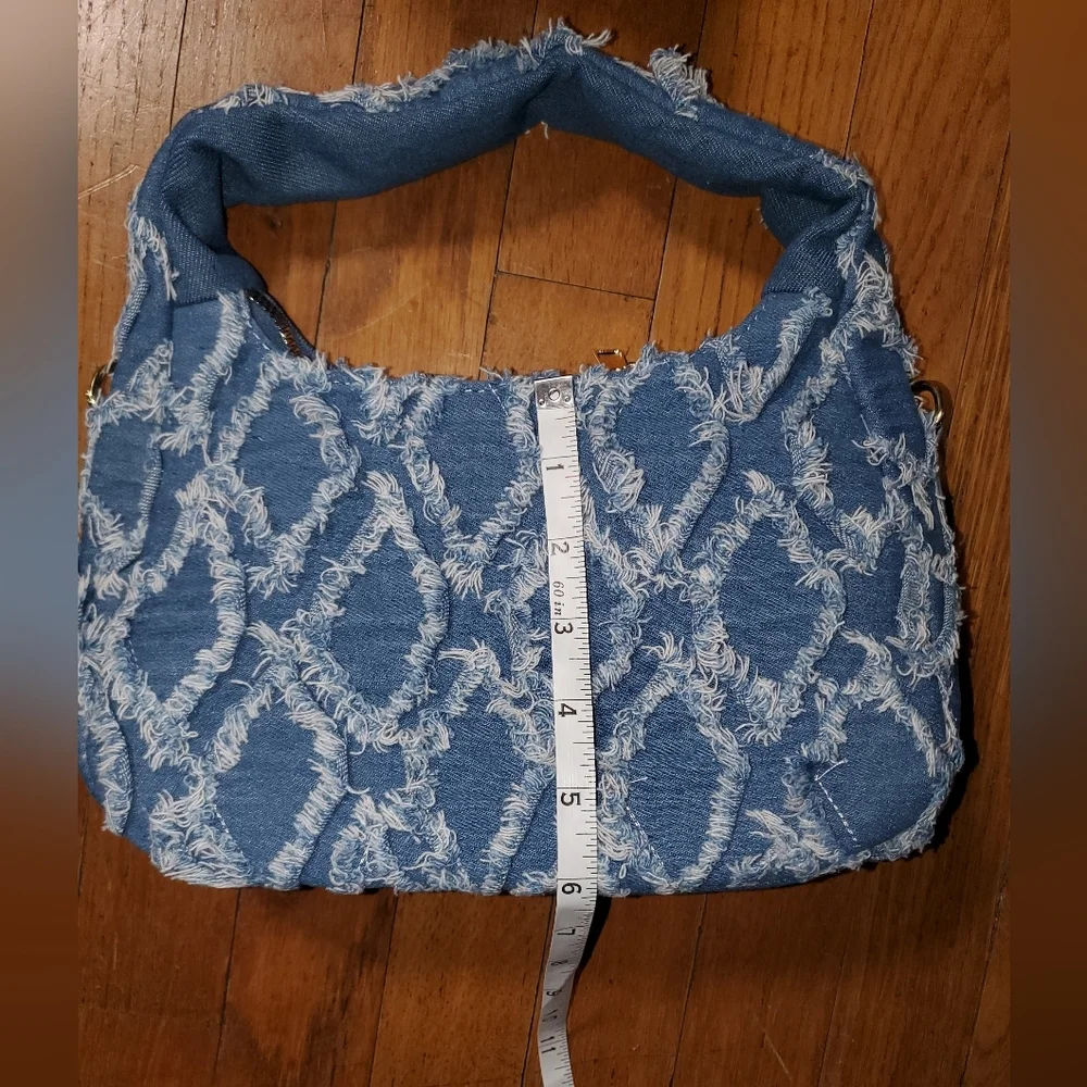 Distressed Blue Jean Shoulder Bag - Picture 7 of 9